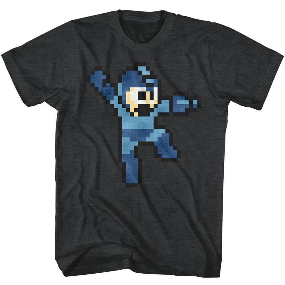 Mega Man Jumpman Black Heather Adult T Shirt